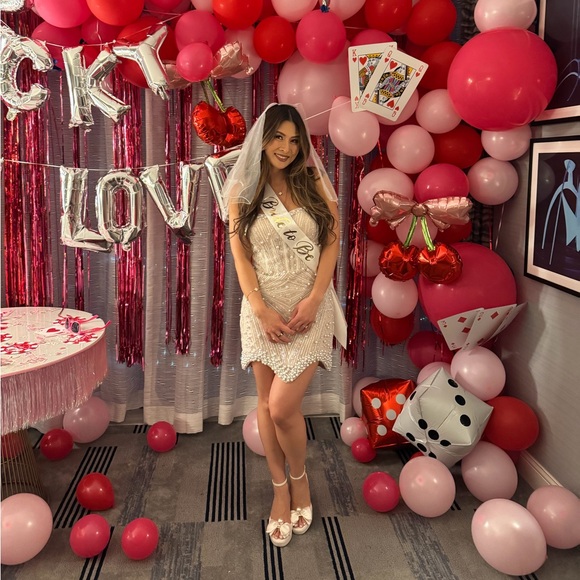 Elegant Pearl-Embellished Mini Dress - Picture 5 of 6